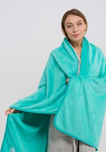 BlueHills Premium Soft Travel Blanket Pillow Warm Comfort Throw, Teal Green - color: Teal-1pk-t006