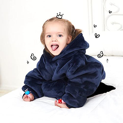 KFUBUO Wearable Blanket Hoodie for Kids With Pocket Toddlers 2-6 Year Old - color: Navy, size: Kids 2-6YR