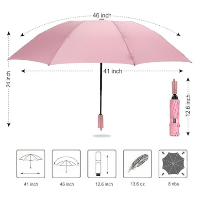 LANBRELLA 컴팩트 리버스 접이식 우산 자동 방풍 여행용 우산 - color: C2.5 핑크, size: 46인치