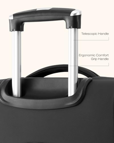 Coolife Upgraded Softside Luggage, TSA Lock, Spinner, 3-Piece 1800D Set - color: Black