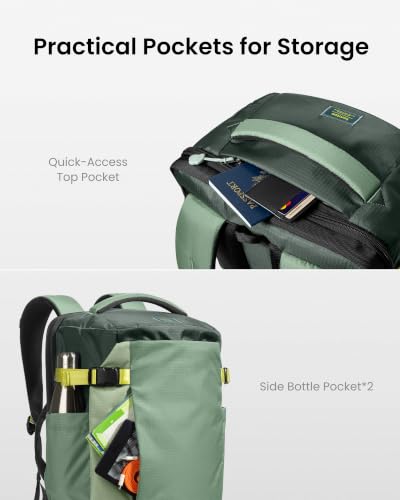 tomtoc Travel Backpack 40L, TSA Carry On Bag Flight Approved, PFAS Free - color: Moss Green-ripstop, size: 40L