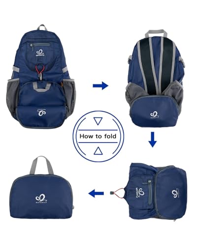 WATERFLY Small Lightweight Packable Backpack: 20l Hiking Daypack Man Woman - color: Dark Blue