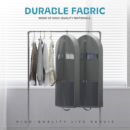 Lazebox 43" Travel Garment Bag with Accessories Zipper Pocket, Heavy Duty Suit Bag for Suits, Tuxedos, Dresses, Coats, Grey, 1 pack - size: 43inch-1 pack-Gray