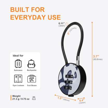 Small Combination Lock for Luggage, Gym Locker, Backpack Bag Zipper, Mini Combo Lock with Code, 5.12 Inch Steel Cable Padlock for Travel Suitcase (4-Mult, Gentle) - color: Mult, Gentle, 4-Pack