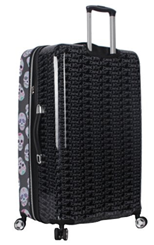 Betsey Johnson 30 Inch Checked Luggage Collection - Expandable Scratch Resistant (ABS + PC) Hardside Suitcase - Designer Lightweight Bag with 8-Rolling Spinner Wheels - color: Skull Party