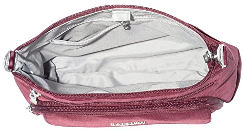 Baggallini Original Everyday 11x7.5 Crossbody Bags Rfid Protected Lightweight Nylon Zippered Travel Purse - color: Dark Cherry, style: Slim Strap