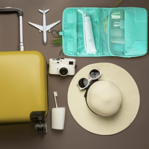 Hanging Toiletry Bag Travel Waterproof Makeup Organizer for Men(Light Blue) - color: Light Blue