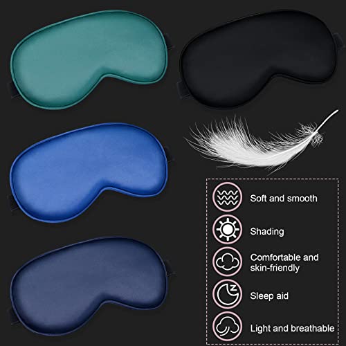 BBTO 4 Pack Silk Sleep Eye Mask, Royal Blue, Dark Green, Navy Blue, Black - color: Royal Blue, Dark Green, Navy Blue, Black