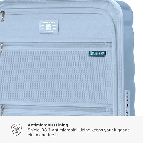 Traveler's Choice Edinburgh II Hardside Spinner Luggage, TSA Lock, Blue, 25" Medium - color: Blue, size: 25" Medium