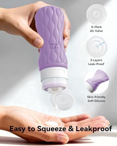 Travel Bottles for Toiletries Silicone Travel Size Containers 3.4oz 1.7oz - color: Sweet Ripple
