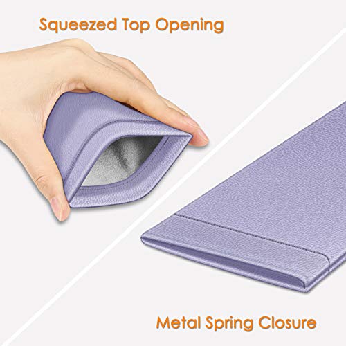 FINTIE Soft Eyeglasses Case with Cleaning Cloth, Squeeze Top Glasses Pouch - color: Lilac Purple