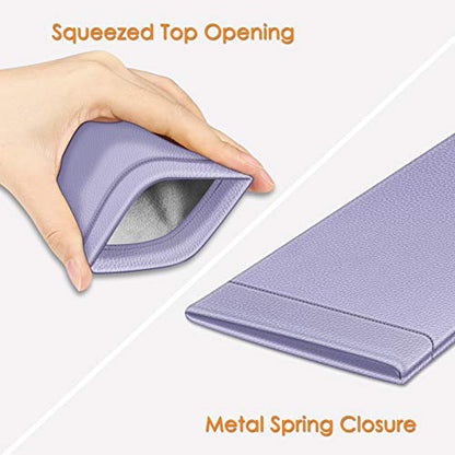 FINTIE Soft Eyeglasses Case with Cleaning Cloth, Squeeze Top Glasses Pouch - color: Lilac Purple