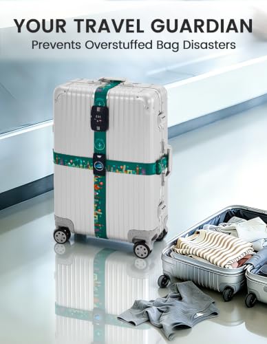 Travelkin Luggage Straps TSA Approved, Suitcase Straps with TSA Lock - color: Green