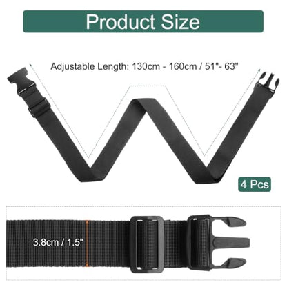 uxcell 4 Pcs Luggage Straps for Suitcases Luggage Connector Strap Buckle - color: Black