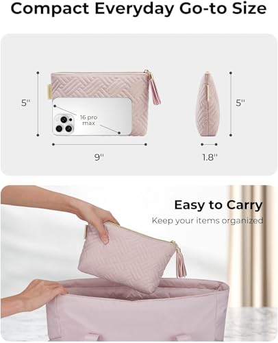 BAGSMART Small Makeup Bag with Tassel, Soft Cosmetic Pouch 8.7" - color: 03-Purple-1 pcs