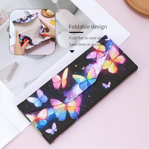 Foldable Glasses Case, Magnetic PU Leahter Sunglasses Case, Cute Hard Shell Folding Eyeglass Cases for Women Kids - color: Multicolor Butterfly