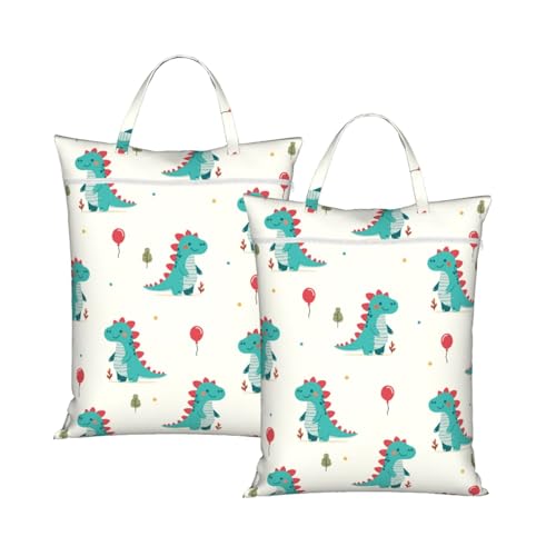 "dinosaur cute dino funny 2-Pack Travel Laundry Bags for Dirty Clothes- Large Waterproof Laundry Tote, Wet & Dry Use, Reusable Foldable Carry Handles for Vacation, Gym & Dorm" - color: Dinosaur Cute Dino Funny