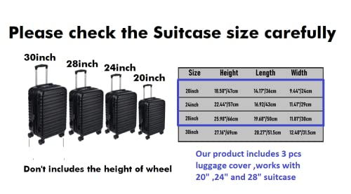 Clear PVC Luggage Cover Protectors - Transparent Waterproof Suitcase Sleeve for 20"+24"+28" Wheeled Suitcases (3PCS) - color: 3PCS