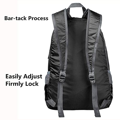 G4Free 20L Small Packable Travel Hiking Backpack for Men Women - color: Black, size: 20L