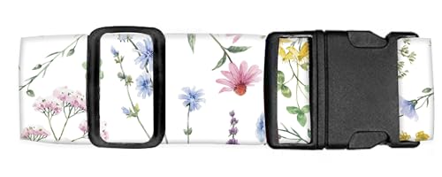 Luggage Straps for Suitcases Travel Belt Accessories, Cute Suitcase Strap, Adjustable Luggage Belt Strap, Heavy Duty with Quick-Release Buckle Luggage Strap White Beautiful Flowers - color: White Beautiful Flowers