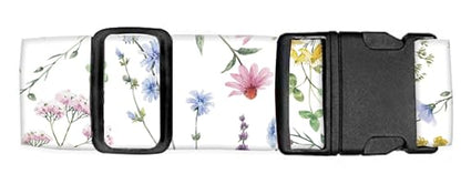 Luggage Straps for Suitcases Travel Belt Accessories, Cute Suitcase Strap, Adjustable Luggage Belt Strap, Heavy Duty with Quick-Release Buckle Luggage Strap White Beautiful Flowers - color: White Beautiful Flowers