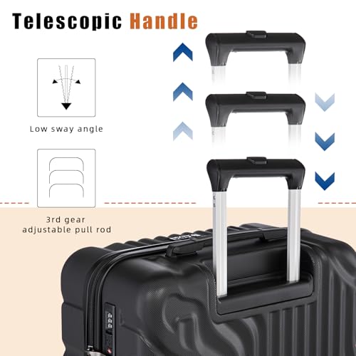 Eeeza Carry On Luggage Set 3 Piece Suitcases, Navy (20/DB/TB) - color: Navy