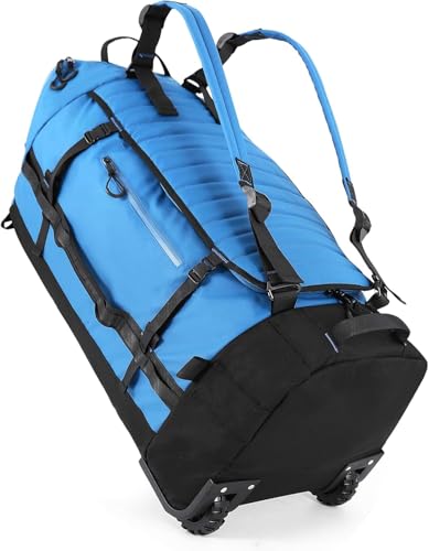 Rolling Duffle Bag with Wheels,86L 30”Carry on Luggage with Wheels,Folding Travel Bag,Duffle Backpack with Separate Shoe Compartment (Blue) - color: blue, size: 86L duffle bag