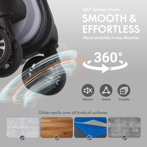 3-Piece PP Hardshell Luggage Set, Lightweight Durable Suitcases with 4 Silent Spinner Wheels, TSA Lock & Scratch-Resistant Surface, 20"/24"/28", Dark Grey - color: Dark Grey