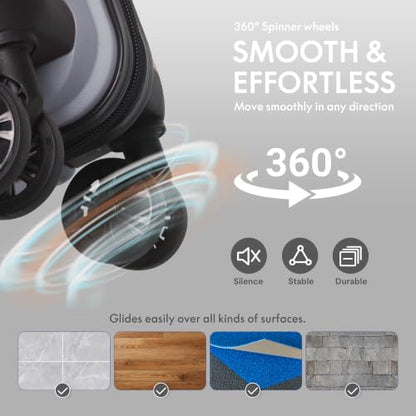 3-Piece PP Hardshell Luggage Set, Lightweight Durable Suitcases with 4 Silent Spinner Wheels, TSA Lock & Scratch-Resistant Surface, 20"/24"/28", Dark Grey - color: Dark Grey