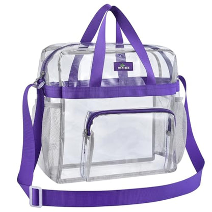 Bagenius Clear Tote Bag, 12x5.5x12 Inches Satchel Bag Stadium Approved - color: Purple