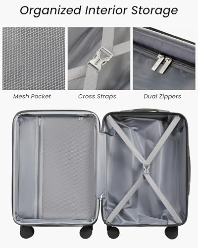 Expandable Hardshell Suitcase with TSA Lock, Carry-On Luggage, 20 Inch - color: Blue, size: 20 Inch