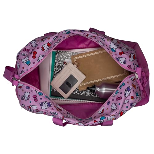 Hello Kitty Duffle Bag, 16” Travel Sleepover Bag for Girls, Weekender Bag, Pink Dance Bag - color: Hello Kitty