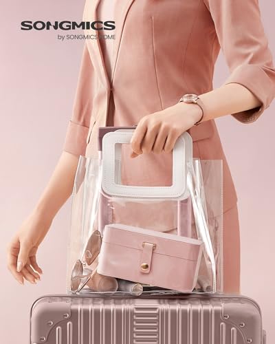SONGMICS Travel Jewelry Organizer, 2-Layer Portable Jewelry Box Case - color: Jelly Pink