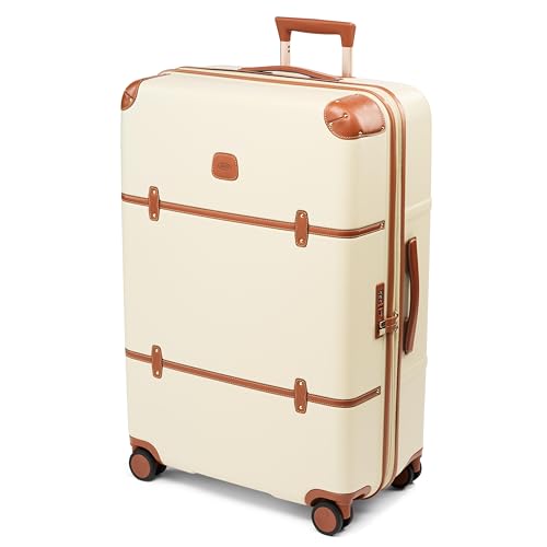 Bric's Bellagio 3.0 Spinner Trunk- Luxury Hardshell Check In Luggage with Large Wheels, Telescopic Handle, Leather Detailing - Expandable Rolling Suitcase - 30", Cream - color: Cream, size: 30" Checked-Large