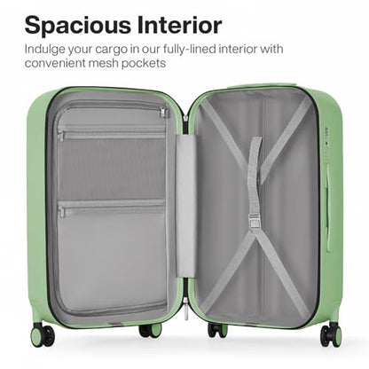 mixi 24 Inch Checked Luggage PC Hardshell Suitcases with Wheels for Travel Woman Men, Avocado Green - color: Avocado Green TSA2, size: 24-inch