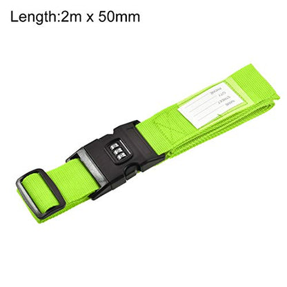 uxcell Luggage Straps Suitcase Belts with Buckle, Combination Lock, 2Mx5cm Adjustable PP Travel Packing Accessories, Light Green 2Pcs - color: Light Green