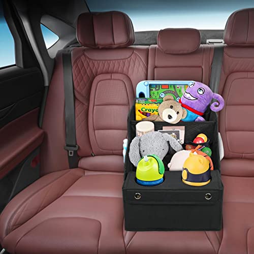 MULISOFT Car Backseat Organizer with 11 Compartments & 2 Cup Holders, Black - color: Black