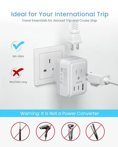 VINTAR 2 Pack Type G Adapter for Travel, 5 in 1 Foldable UK Power Adaptor - style: Type G - UK Ireland