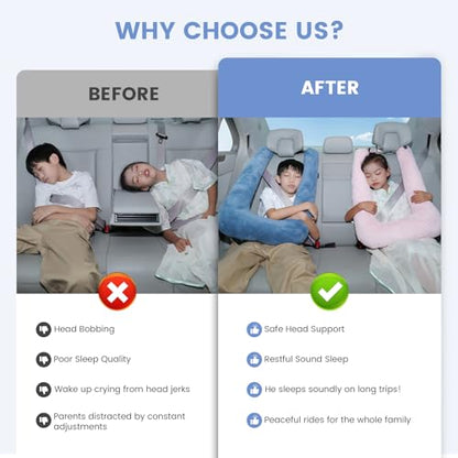 Keemall Inflatable Car Pillow for Kids & Adults, Neck & Body Pain Relief - color: Blue, size: Medium