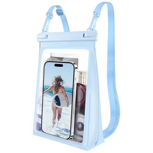 PEDVSTY Large Waterproof Phone Pouch Floating, [Double Seals], Light Blue - color: Light Blue, size: Large (Up to 8.5")