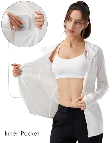 Soothfeel Women's UPF 50+ Sun Protection Shirt Hoodie Jacket Lightweight - color: B-white, size: XX-Large