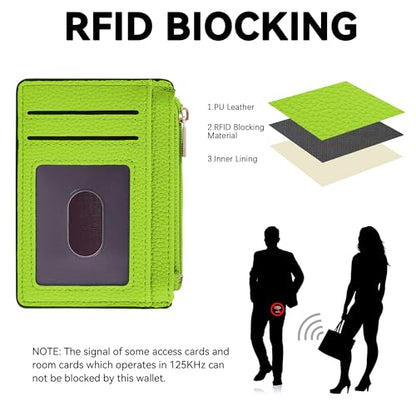 Tipmile Womens Credit Card Holder Wallet, Small Slim RFID Blocking Sleeve - color: Neon Green