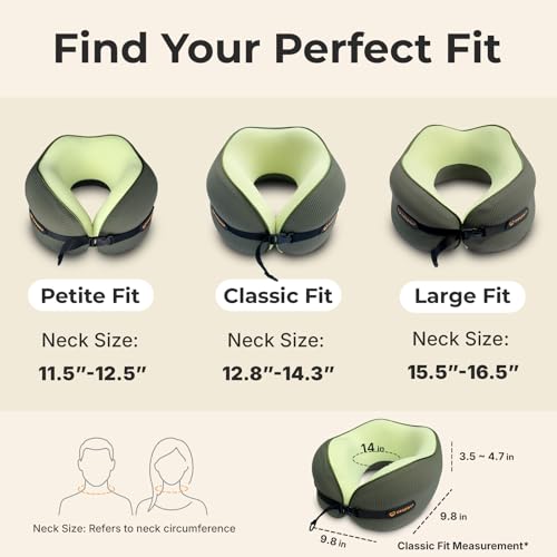 Ergonomic Travel Neck Pillow for Airplanes & Cars, Medium - size: Medium (Neck Size: 12.8"-14.3")