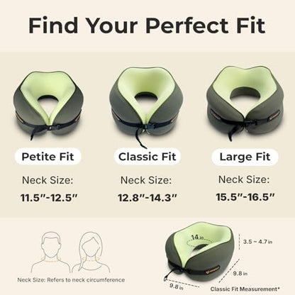 Ergonomic Travel Neck Pillow for Airplanes & Cars, Medium - size: Medium (Neck Size: 12.8"-14.3")