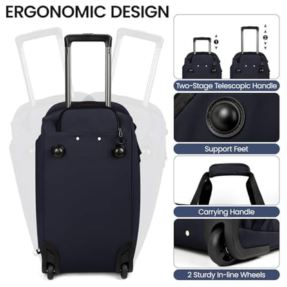 2-in-1 Rolling Garment Bag w/Wheel,Lightweight/Waterproof - color: Navy