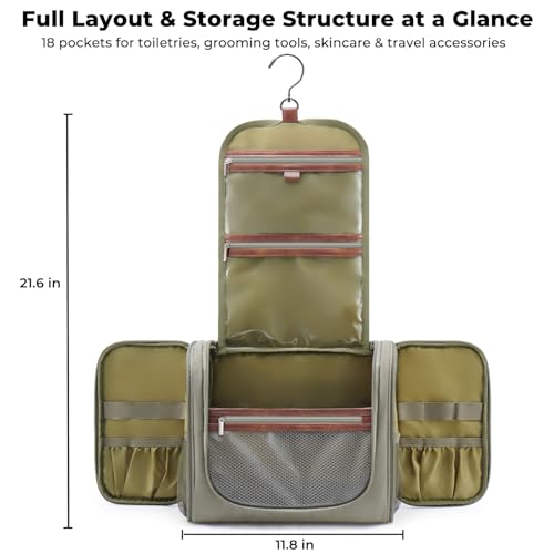 Ralnitote Toiletry Bag for Men, Large Hanging Travel Toiletry Bag, Green - color: Green