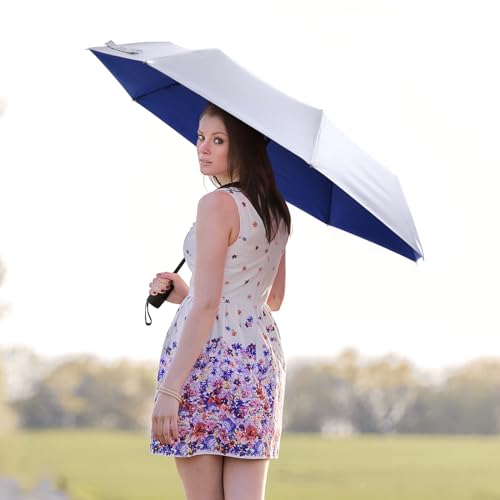G4Free UPF 50+ UV Protection Travel Umbrella 42/46 Inch Auto Open Close - color: Blue/Silver, size: 42 inch