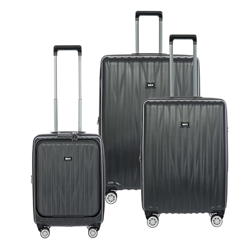 Bric's Cervia 3pc Hardside Expandable Luggage Set, 360° Spinner Wheels, Lightweight Suitcase, TSA-Approved Locks, Durable, (21" with Front Pocket/27”/30”), Dark Grey - color: Dark Grey, size: 3 Piece Set (21 with Front Pocket / 27/ 30)