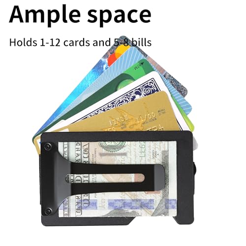 Minimalist Slim Wallet for Men,RFID Blocking Metal Wallet,Aluminum Credit Card Holder & Money Clip 12-15 Cards,Slim Rfid Front Pocket Mens Wallet - color: A2 Redline-American Flag Eagle