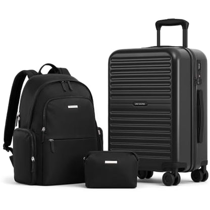 LONG VACATION Luggage Sets, 3 Piece, 20 Inch Carry On Hardshell Suitcase - color: Black, size: 3 Piece Set (20in/BP/TB)
